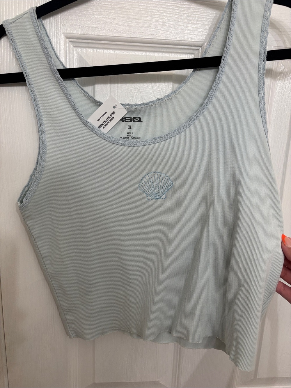 Tilly's Light Blue Ribbed Shell Tank